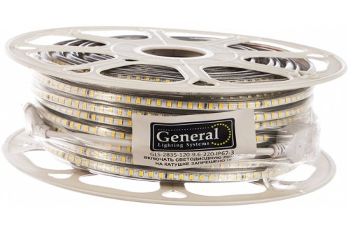 Светодиодная лента 220В General GLS-2835-120-9.6 6500К IP67 фото Светодиодная лента 220В General GLS-2835-120-9.6 6500К IP67 картинка